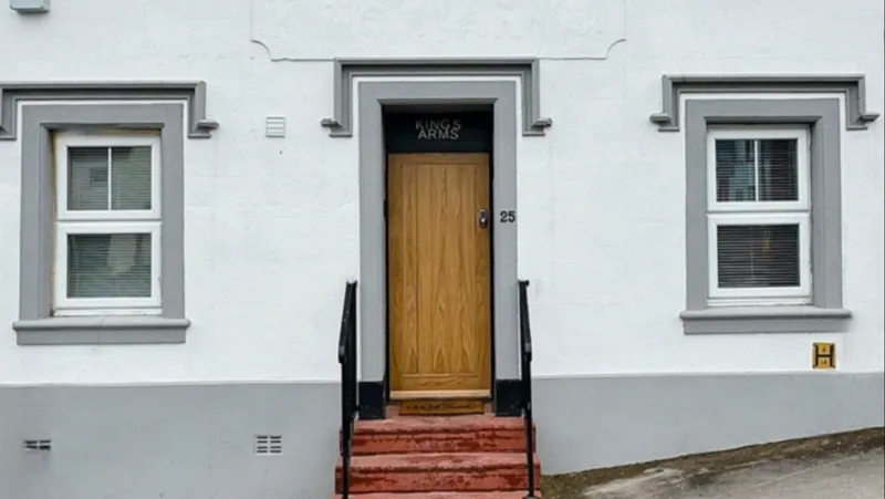 Front door of the Hensingham suites, Whitehaven