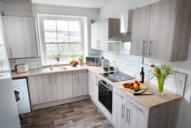 Modern kitchen with stainless steel appliances